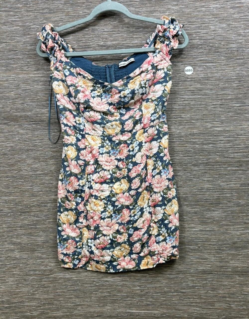 Abercrombie And Fitch Off the Shoulder Corset Floral Mini Dress Sz SP Blue Pink